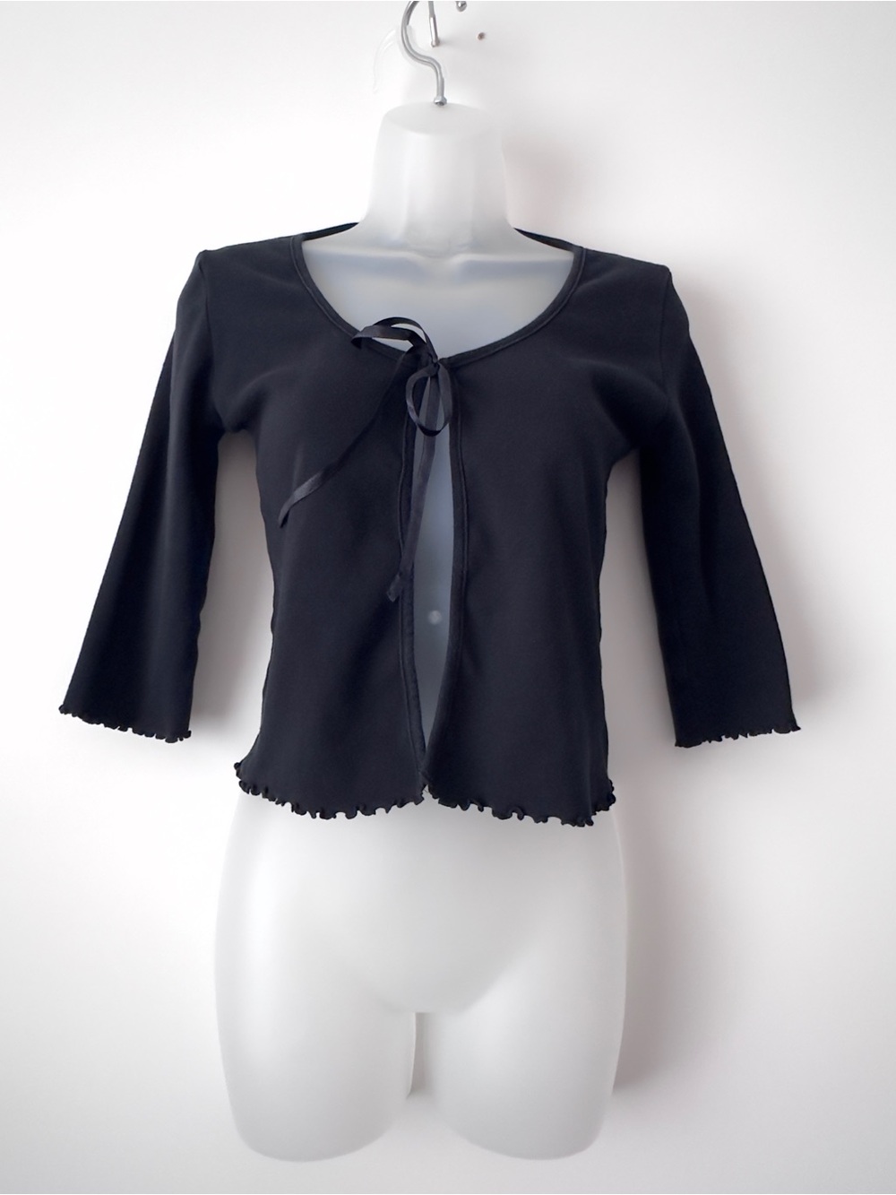 coquette tie front lettuce trim cardigan